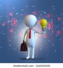 3d rendering led light bulb near leadership
