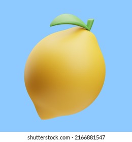 3d Rendering Of Lemon Icon Illustration On Blue Background