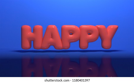 3d rendering letter happy