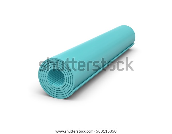 3d Rendering Light Blue Yoga Mat Stock Illustration 583115350