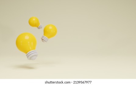 3d Rendering Light bulb Background Lamp Icon Light Symbol Widescreen