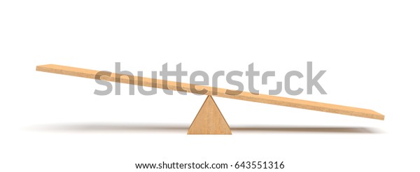 3d Rendering Light Wooden Seesaw Right Stock Illustration 643551316