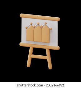 3d rendering line graph presentation on whiteboard