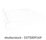 3d rendering of a lined bed on a white background