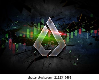 3D rendering lisk cryptocurrency coin on colorful background, cryptocurrency concept color art 3D illustration