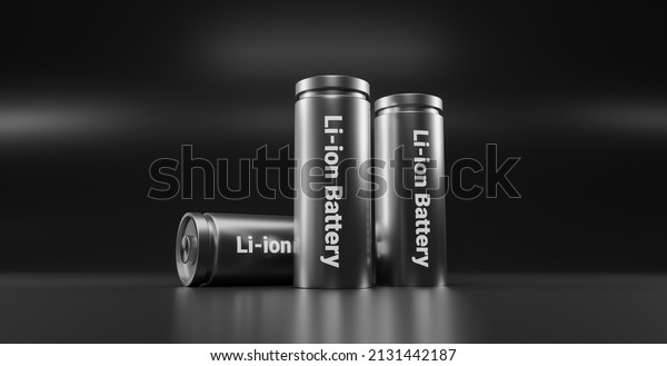 3D rendering lithium ion battery,\
Li-Ion batteries supply manufacturing for electric vehicle (EV)\
concept, industrial car technology\
illustration