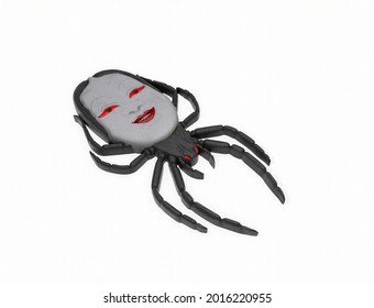 3d rendering of a little devil with a crow in the comic style illustration