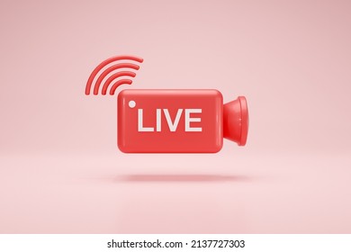 3D Rendering Live Icon Video 3D Camera Video Live Record Symbol Front