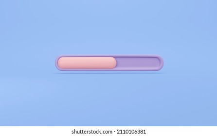 3D Rendering of loading bar icon on background. 3D render illustration cartoon style. 