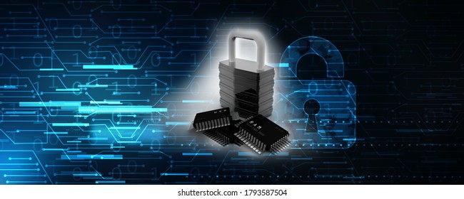 3d rendering lock protected microchips
