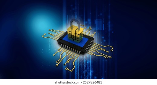 3d rendering lock protected microchips
