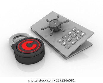 3d rendering locker with copyright lock