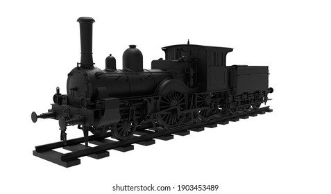 3D Rendering Of A Locomotive Vintage Histroic Train Model Isolated.