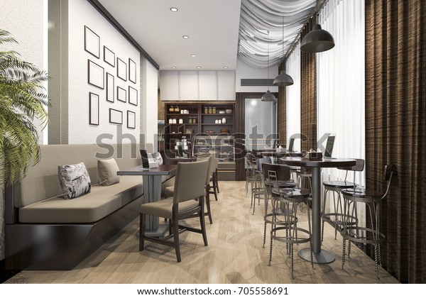 3d Rendering Loft Luxury Hotel Reception Stockillustration