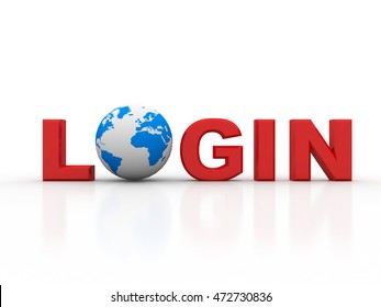 3d rendering Login with globe