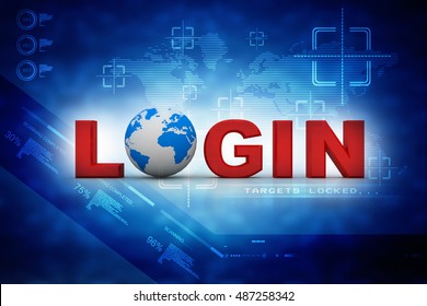 3d rendering Login with globe