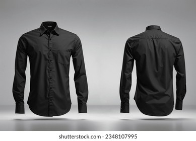 Representación 3D con maqueta de camisa de trabajo de manga larga (frontal) mockup aislado en fondo blanco, concepto de mockup de moda.