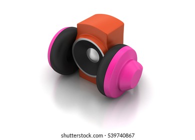 3d rendering of loudspeaker and headset