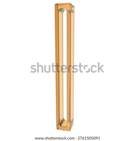 3D rendering of lowercase letter l with amber glass outline design isolated on white background