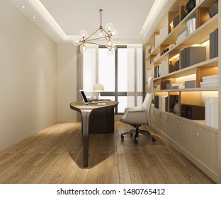 3d Rendering Luxury Business Meeting And Working Room In Home Office