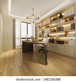 3d Rendering Luxury Business Meeting And Working Room In Home Office