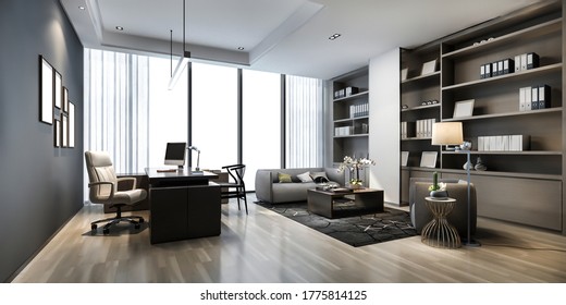 3d Rendering Luxury Business Meeting And Working Room In Executive Office