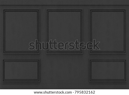 3d rendering. luxury classical black wood square pattern wall background