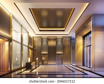 3D Rendering Luxury Lobby Hotel