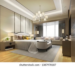 3d Rendering Luxury Modern Bedroom Suite Stock Illustration 1387978187 ...