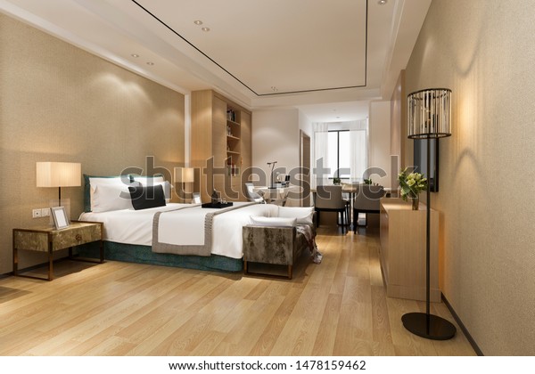 3d Rendering Luxury Modern Bedroom Suite Stock Illustration