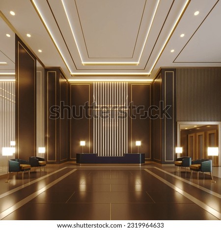 3D Rendering luxury Reception Lobby