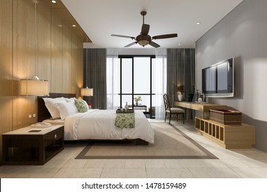 3d Rendering Luxury Tropical Bedroom Suite In Resort Hotel And Resort