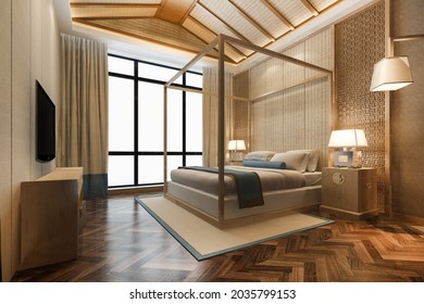 3d Rendering Luxury Tropical Bedroom Suite In Resort Hotel And Resort