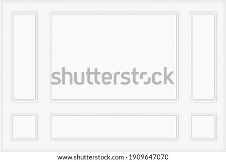 3d rendering. luxury white classical pattern mold wood wall background