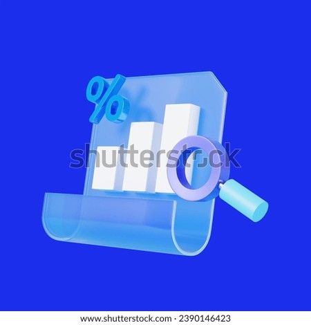 3d rendering magnifying glass and information icon.