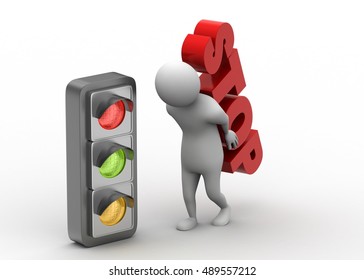 3d rendering of 3d man carrying the word stop