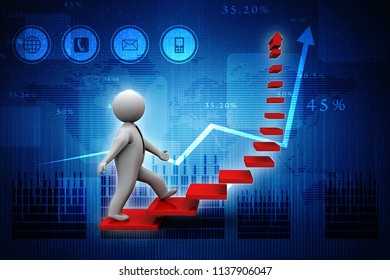 3d rendering Man climb up walking on step