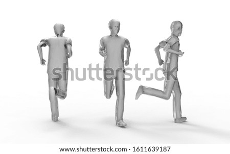 3d rendering of a man running isolated in white studio background