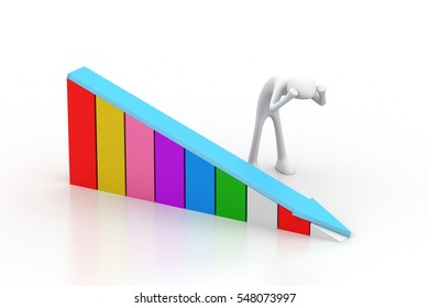 3D rendering of man watching the loss graph