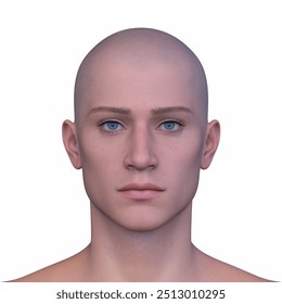 3D rendering of a man's face close-up