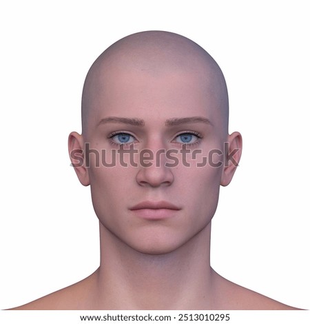 3D rendering of a man's face close-up