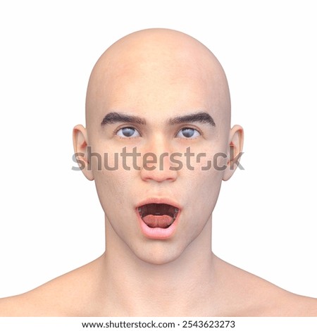 3D rendering of a man's face close-up