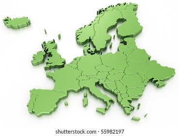 3d Rendering Of A Map Of Europe