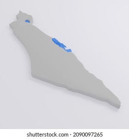 3d Rendering, Map Of Israel, Israel, Eastern Country, On A Gray Background, Jews