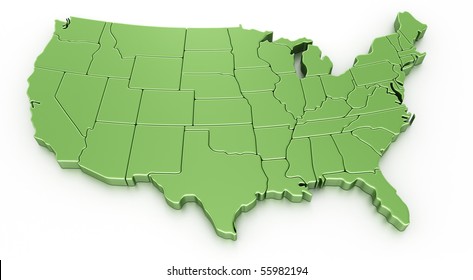 3d Rendering Of A Map Of USA