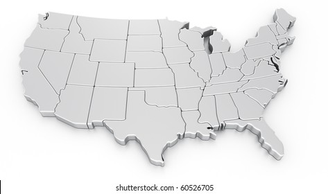 3d rendering of a map of USA