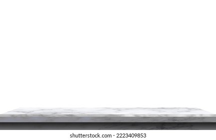 3d Rendering Of A Marble Desk, Mockup, White Background