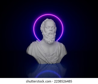 3D rendering Marble statue of the Great ancient Greek philosopher Socrates