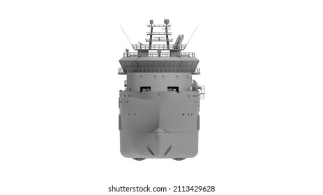 3d Rendering Of A Marine Supply Large Vessel Industrial Ship Isolated On White Empty Space Background