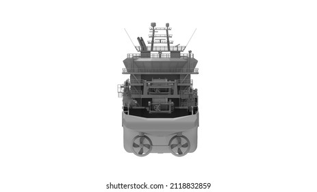 3d Rendering Of A Marine Supply Large Vessel Industrial Ship Isolated On White Empty Space Background